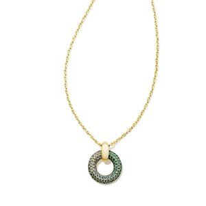 NEW | Kendra Scott Mikki Pave Pendant Necklace Gold‎ Blue Green Ombre Mix